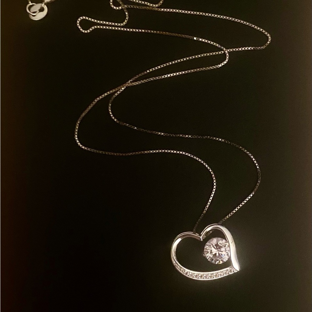 Heart CZ Accent 925 Sterling Silver Pendant Necklace - Picture 2 of 4